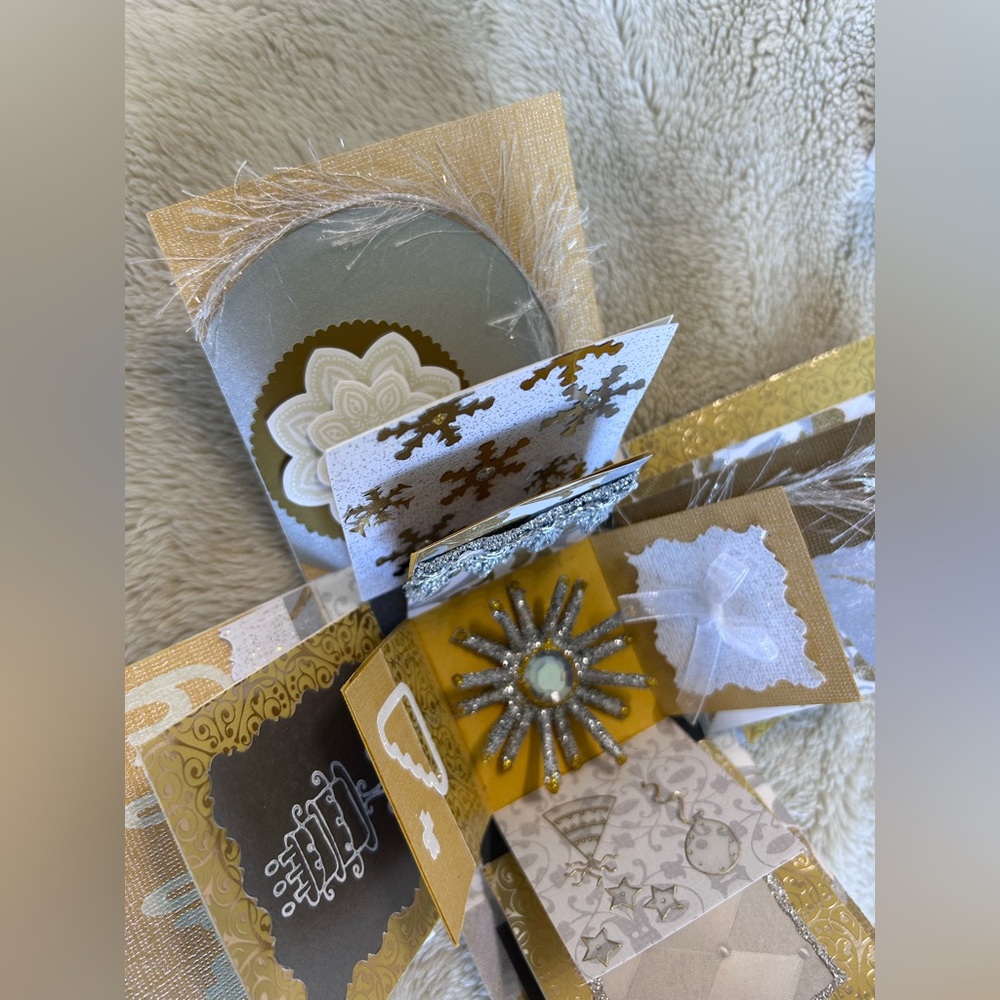 Handcrafted Gold and Silver Explosion Box birthday card